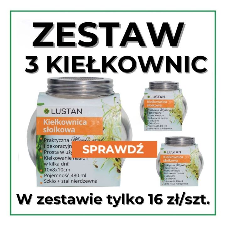 Zestaw 3 kiełkownic słoikowych - tylko 16 zł/szt. w zestawie!