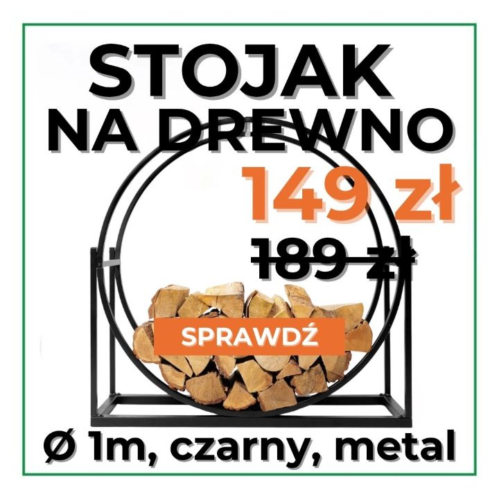 Promocja jesienna: -21% na stojak na drewno, metalowy, czarny, średnica 1m!