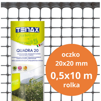 Siatka ochronna ogrodzeniowa plastikowa Quadra 20 0,5x10m oczko 20x20mm grafitowa TENAX