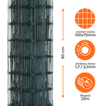 Siatka ogrodzeniowa zgrzewana powlekana PVC 0,8x25m zielona oczko 100x75mm