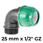 Kolano PE proste 90° 25 mm x 1/2" GZ