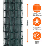 Siatka ogrodzeniowa zgrzewana powlekana PVC 1,5x20m zielona oczko 100x75mm 