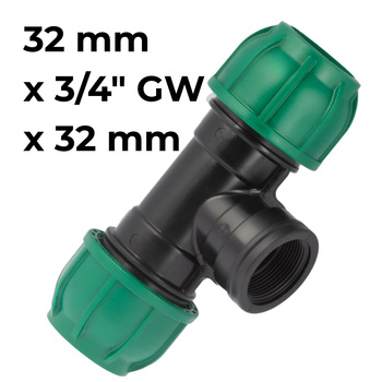 Trójnik PE 32 mm x 3/4" GW x 32 mm