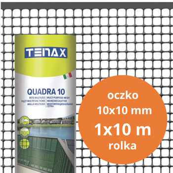 Siatka ochronna ogrodzeniowa plastikowa Quadra 10 1x10m oczko 10x10mm grafitowa TENAX