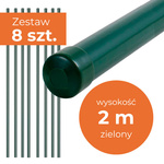 Słupek ogrodzeniowy metalowy 200cm zielony - zestaw 8 szt.