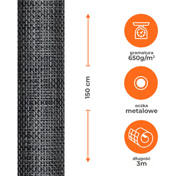Mata tkanina osłonowa Technorattan Siko 1,5x3m szara