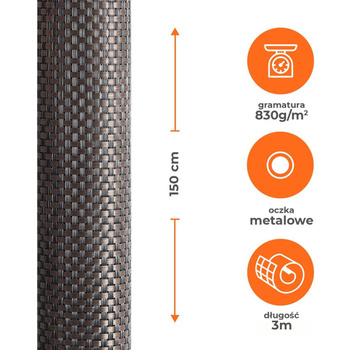 Mata tkanina osłonowa Technorattan Lux 1,5x3m brązowa