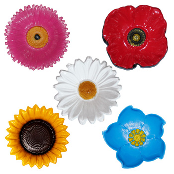 Poidła poidełka ogrodowe dla ptaków - zestaw 5 szt. - GERBERA + MAK + MARGARETKA + NIEZAPOMINAJKA + SŁONECZNIK