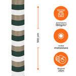 Mata tkanina osłonowa DECO PASY beż-biały-zielony 1x25m