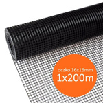Siatka ochronna przeciw kretom 1x200m, oczko 16x16mm, czarna
