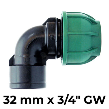 Kolano PE proste 90° 32 x 3/4" GW