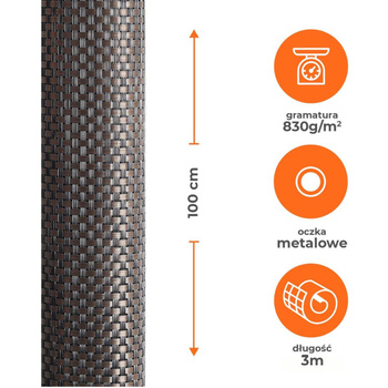 Mata tkanina osłonowa Technorattan Lux 1x3m brązowa