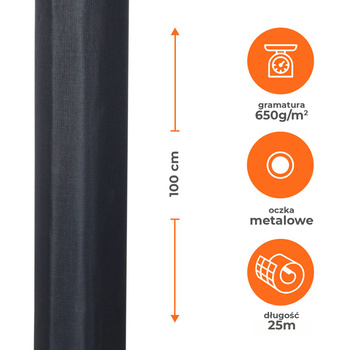 Mata tkanina osłonowa Technorattan Black 1x25m czarna