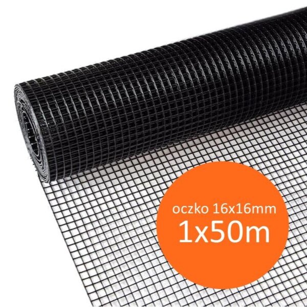 Siatka ochronna przeciw kretom 1x50m, oczko 16x16mm, czarna